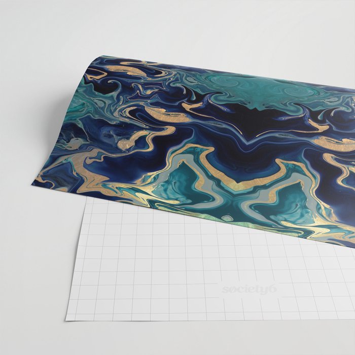 DRAMAQUEEN - GOLD INDIGO MARBLE Wrapping Paper Gallery Image 2