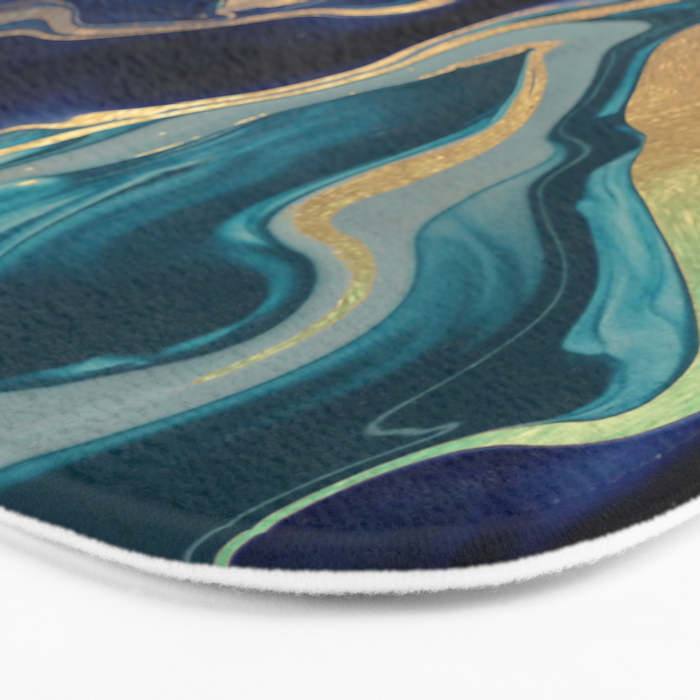 DRAMAQUEEN - GOLD INDIGO MARBLE Bath Mat Gallery Image 3