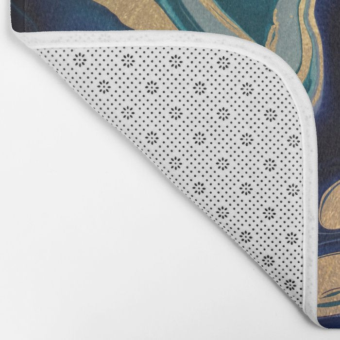 DRAMAQUEEN - GOLD INDIGO MARBLE Bath Mat Gallery Image 2
