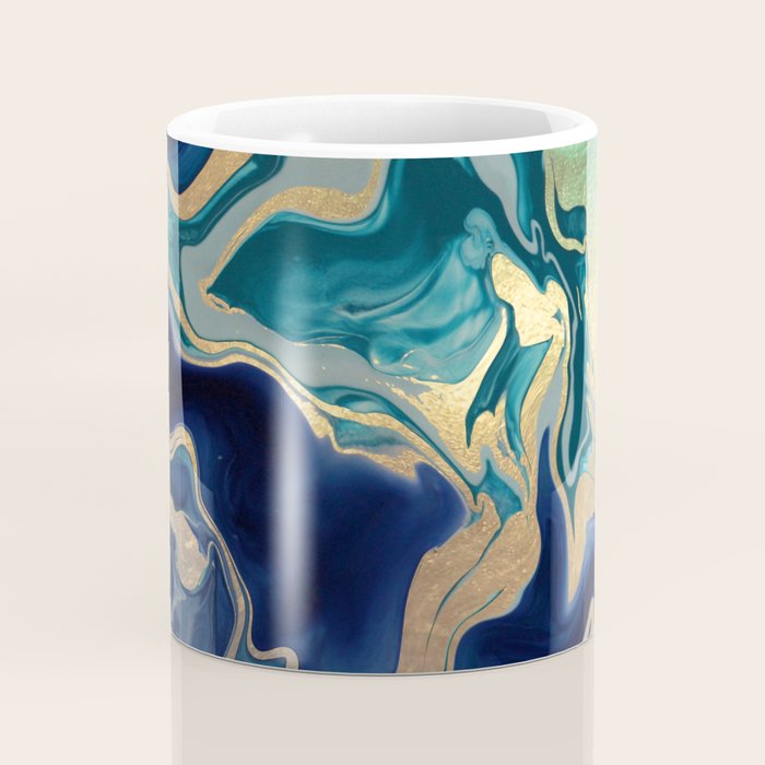 DRAMAQUEEN - GOLD INDIGO MARBLE Coffee Mug Gallery Image 4