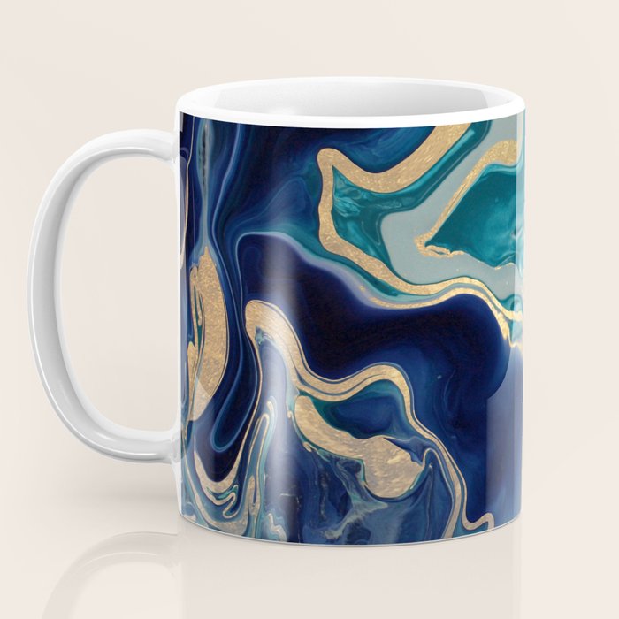 DRAMAQUEEN - GOLD INDIGO MARBLE Coffee Mug Gallery Image 3