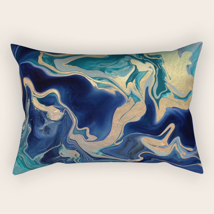 DRAMAQUEEN - GOLD INDIGO MARBLE Rectangular Pillow Gallery Image 1