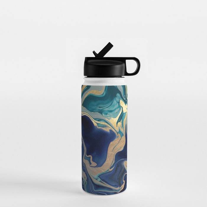 DRAMAQUEEN - GOLD INDIGO MARBLE Water Bottle Gallery Image 1