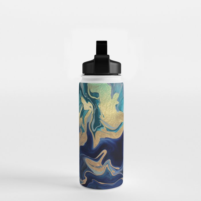 DRAMAQUEEN - GOLD INDIGO MARBLE Water Bottle Gallery Image 2