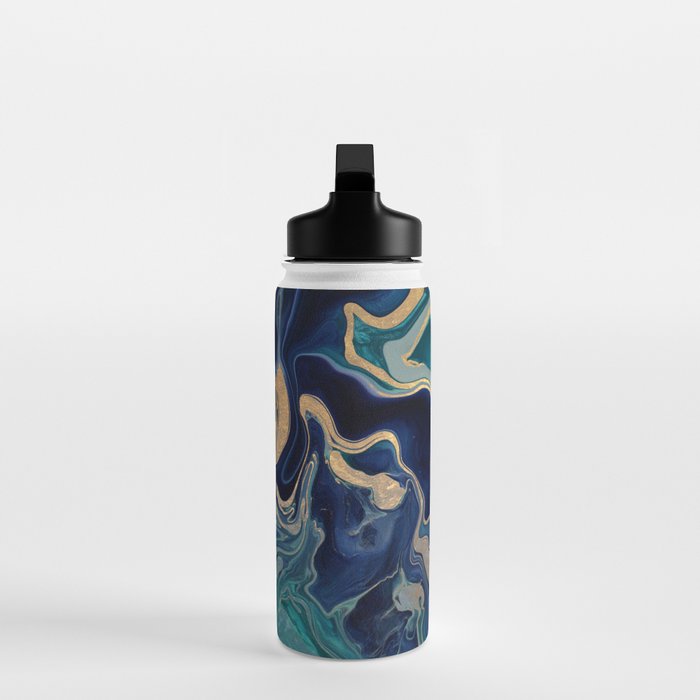 DRAMAQUEEN - GOLD INDIGO MARBLE Water Bottle Gallery Image 3