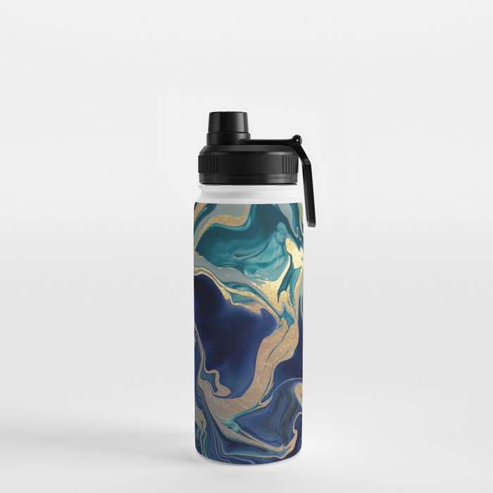 DRAMAQUEEN - GOLD INDIGO MARBLE Water Bottle Gallery Image 2