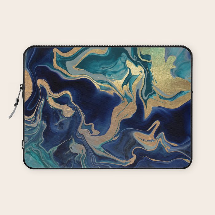 DRAMAQUEEN - GOLD INDIGO MARBLE Laptop Sleeve Gallery Image 1