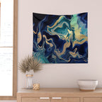 DRAMAQUEEN - GOLD INDIGO MARBLE Wall Tapestry Gallery Image 2