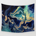 DRAMAQUEEN - GOLD INDIGO MARBLE Wall Tapestry Gallery Image 4