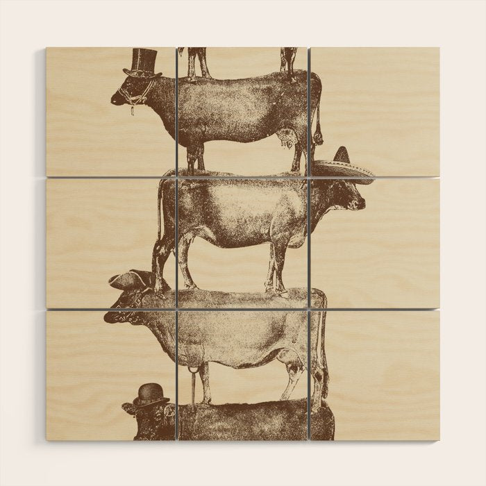 Cow Cow Nuts Wood Wall Art Gallery Image 1