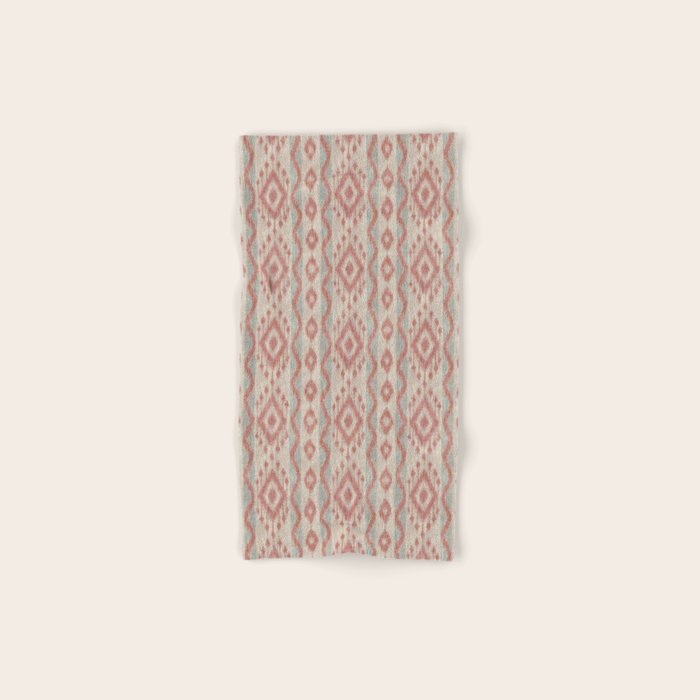 Coastal Ikat Stripe - dusky blue and pink Bath Towel Gallery Image 1