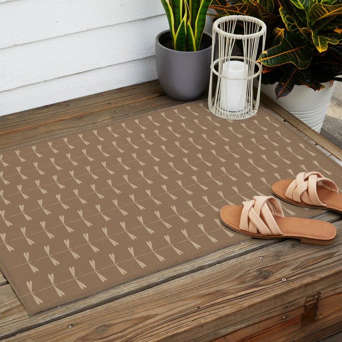 Dragonfly Pattern XI Earthy Beige Outdoor Rug Gallery Image 2
