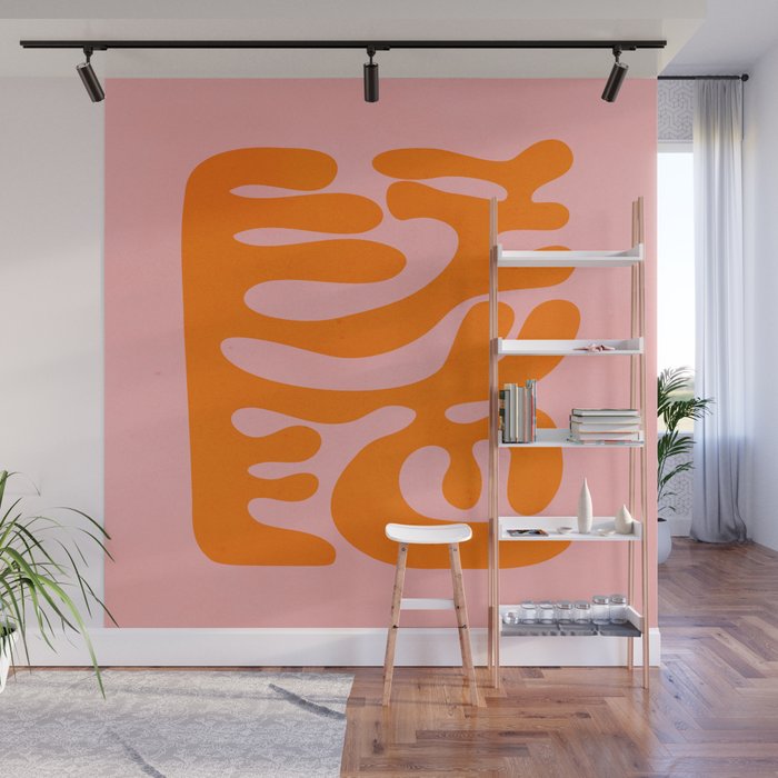 Tangerine & Sundown: Matisse Paper Cutouts 12 Wall Mural Gallery Image 1