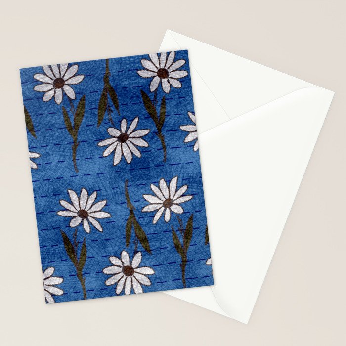 Vibrant Daisies on Cobalt  Stationery Card Gallery Image 2