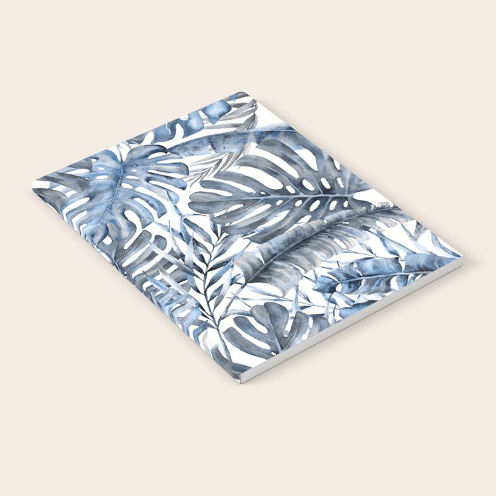 Vintage Blue Tropical Palm Leaves Notebook Gallery Image 2