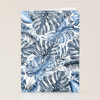 Vintage Blue Tropical Palm Leaves Stationery Card Gallery Image 2