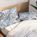 Vintage Blue Tropical Palm Leaves Pillow Sham Gallery Image 2