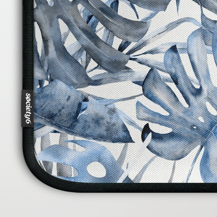 Vintage Blue Tropical Palm Leaves Laptop Sleeve Gallery Image 3
