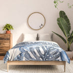 Vintage Blue Tropical Palm Leaves Comforter Gallery Image 3