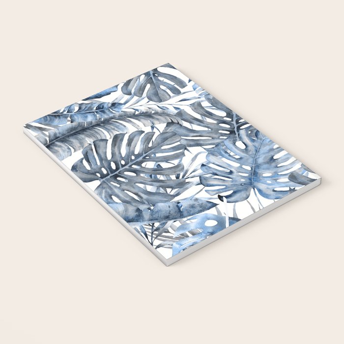 Vintage Blue Tropical Palm Leaves Notebook Gallery Image 3