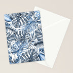 Vintage Blue Tropical Palm Leaves Stationery Card Gallery Image 2