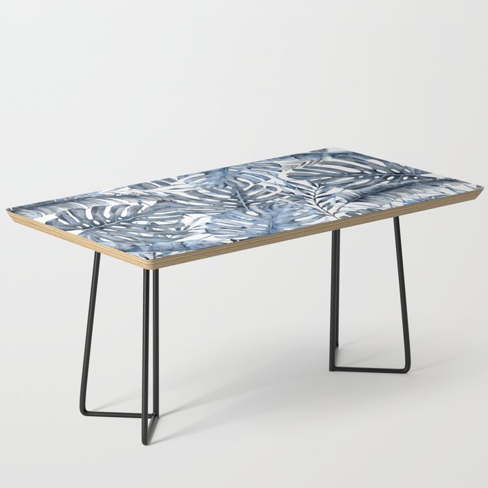 Vintage Blue Tropical Palm Leaves Coffee Table Gallery Image 1