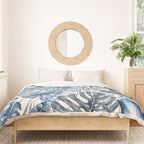 Vintage Blue Tropical Palm Leaves Duvet Cover Gallery Image 3