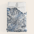 Vintage Blue Tropical Palm Leaves Comforter Gallery Image 6