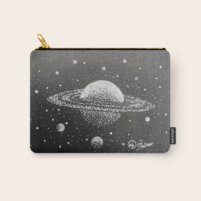 "Saturn's Moons" Outer Space Original Art, Planets, Galaxy Wall Decor Carry All Pouch Gallery Image 1