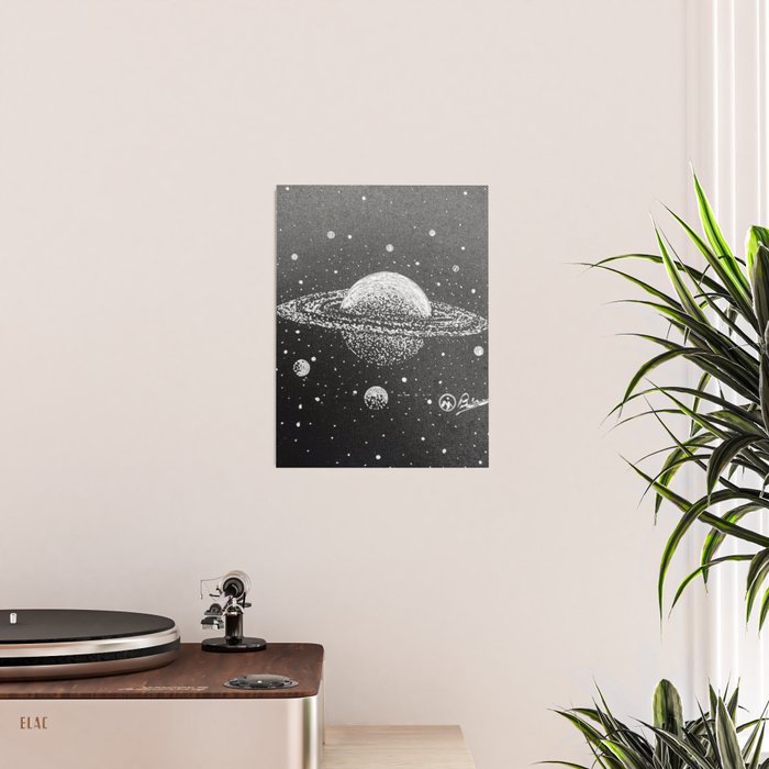 "Saturn's Moons" Outer Space Original Art, Planets, Galaxy Wall Decor Poster Gallery Image 2