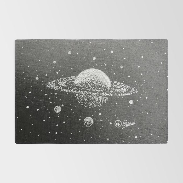 "Saturn's Moons" Outer Space Original Art, Planets, Galaxy Wall Decor Rug Gallery Image 2