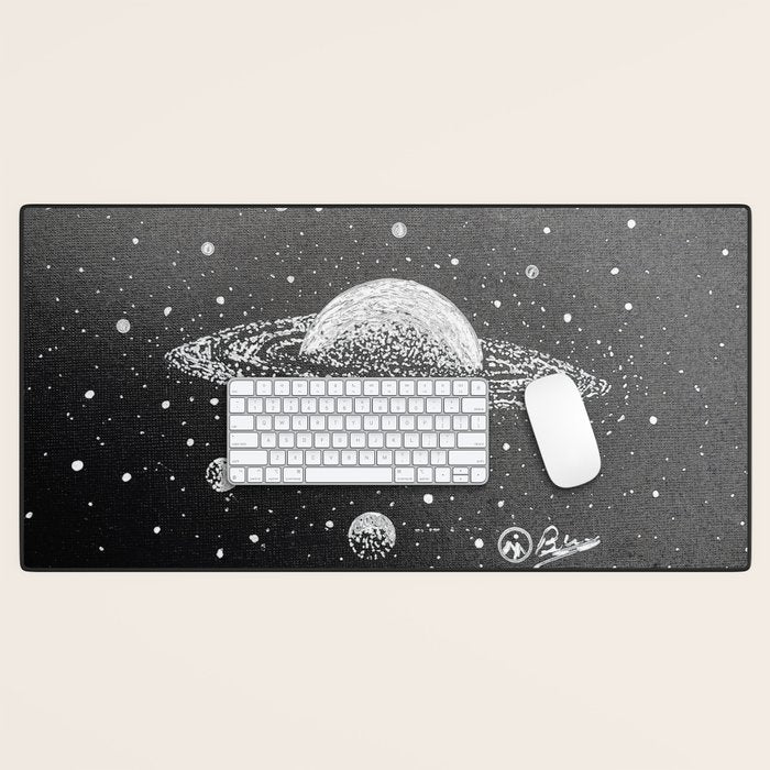 "Saturn's Moons" Outer Space Original Art, Planets, Galaxy Wall Decor Desk Mat Gallery Image 1