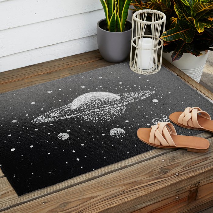 "Saturn's Moons" Outer Space Original Art, Planets, Galaxy Wall Decor Outdoor Rug Gallery Image 2
