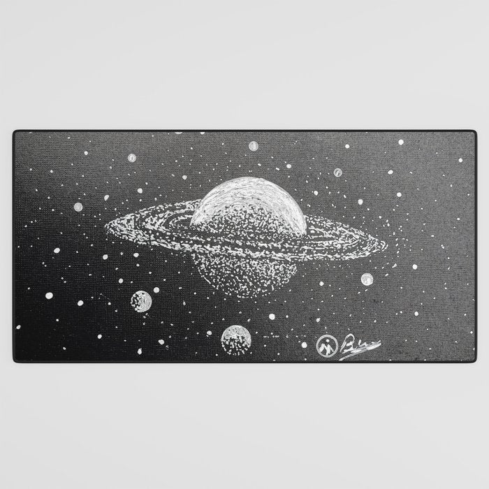 "Saturn's Moons" Outer Space Original Art, Planets, Galaxy Wall Decor Desk Mat Gallery Image 3