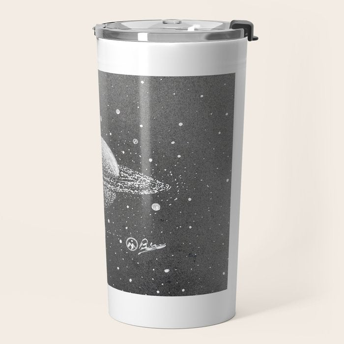 "Saturn's Moons" Outer Space Original Art, Planets, Galaxy Wall Decor Travel Mug Gallery Image 2