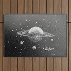 "Saturn's Moons" Outer Space Original Art, Planets, Galaxy Wall Decor Outdoor Rug Gallery Image 1