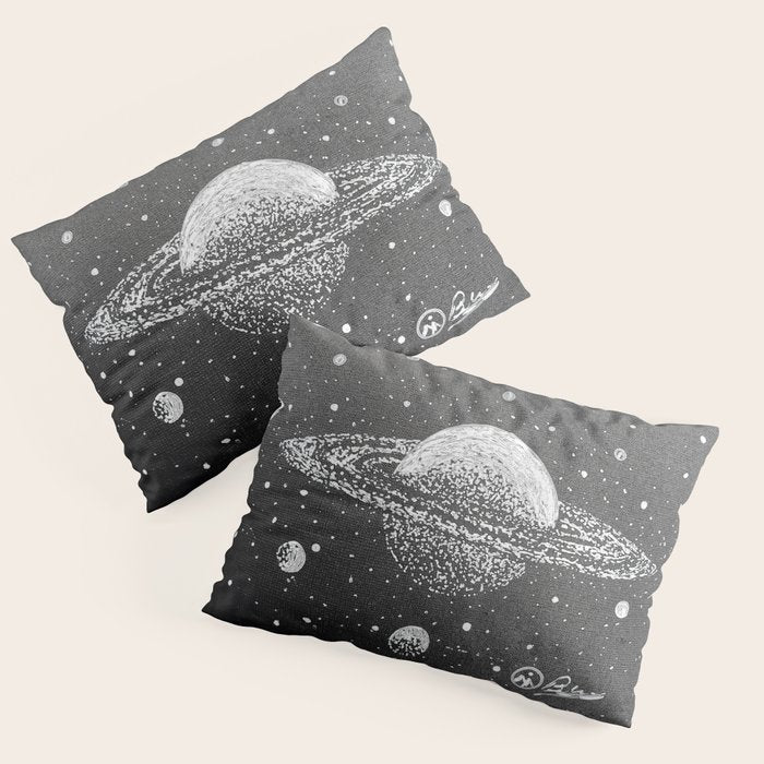 "Saturn's Moons" Outer Space Original Art, Planets, Galaxy Wall Decor Pillow Sham Gallery Image 3