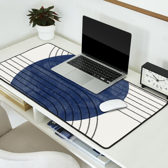 Deep Blue Simple Composition Desk Mat Gallery Image 2