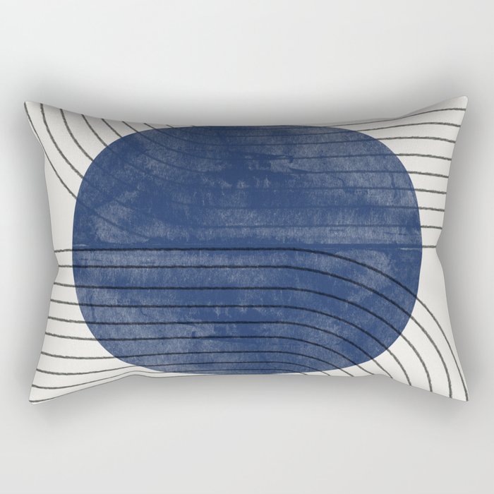 Deep Blue Simple Composition Rectangular Pillow Gallery Image 1