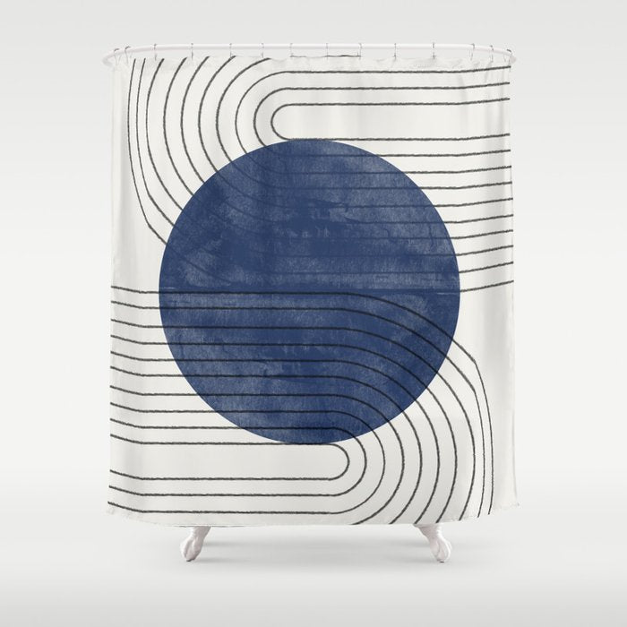 Deep Blue Simple Composition Shower Curtain Gallery Image 1
