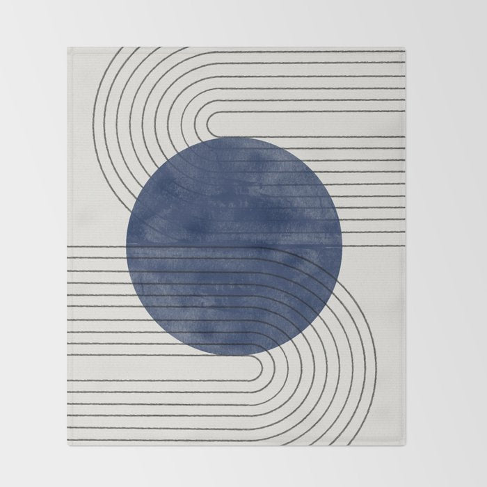 Deep Blue Simple Composition Throw Blanket Gallery Image 2