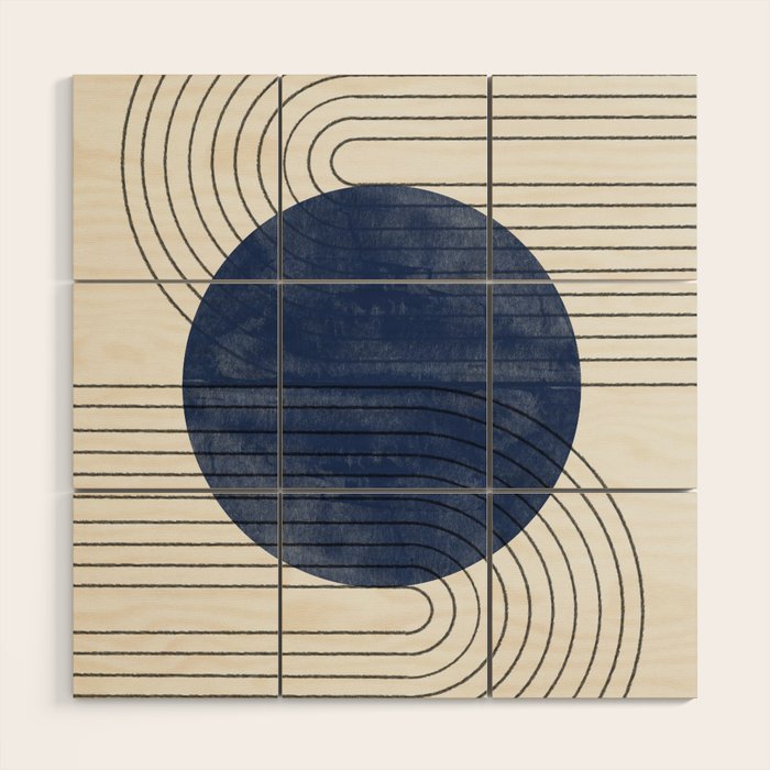 Deep Blue Simple Composition Wood Wall Art Gallery Image 1