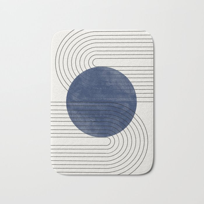 Deep Blue Simple Composition Bath Mat