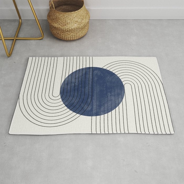 Deep Blue Simple Composition Rug Gallery Image 1