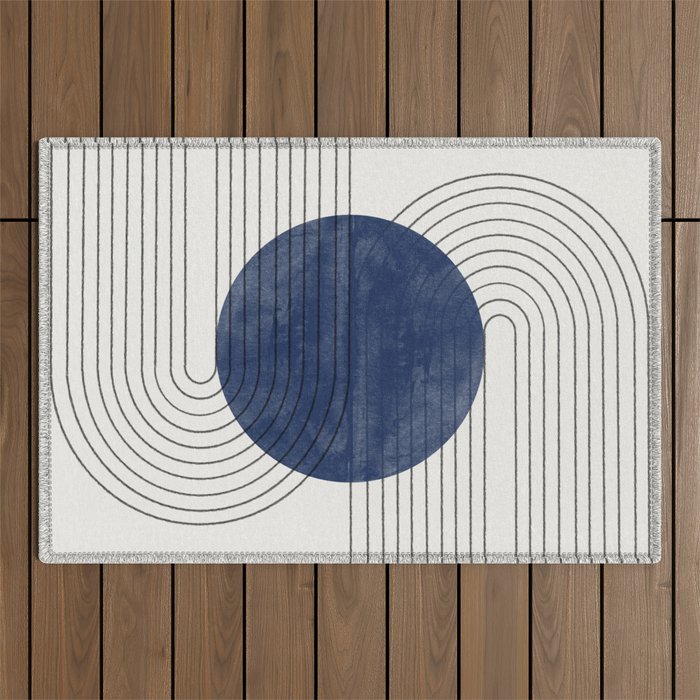 Deep Blue Simple Composition Outdoor Rug Gallery Image 1