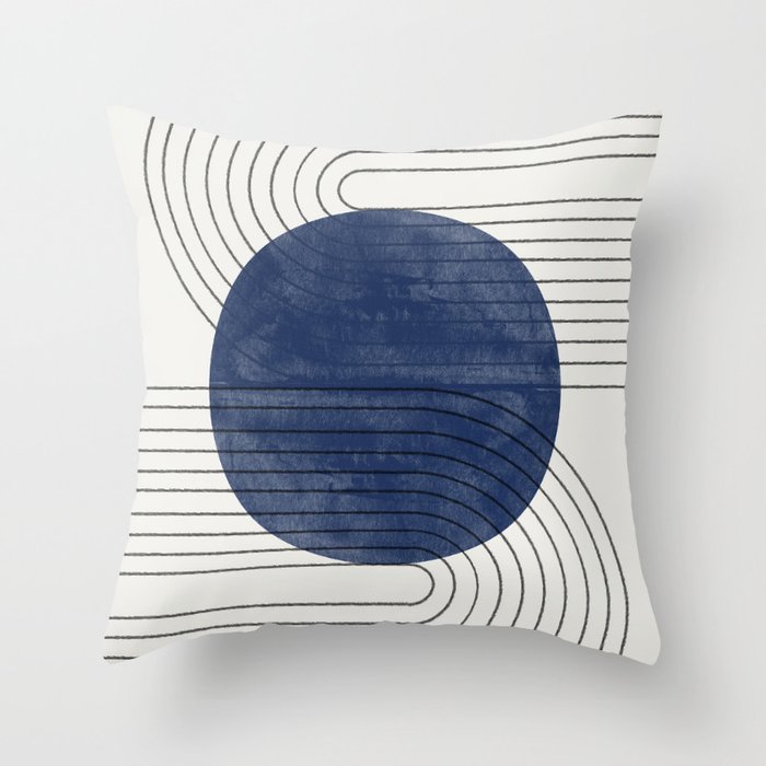 Deep Blue Simple Composition Throw Pillow Gallery Image 1