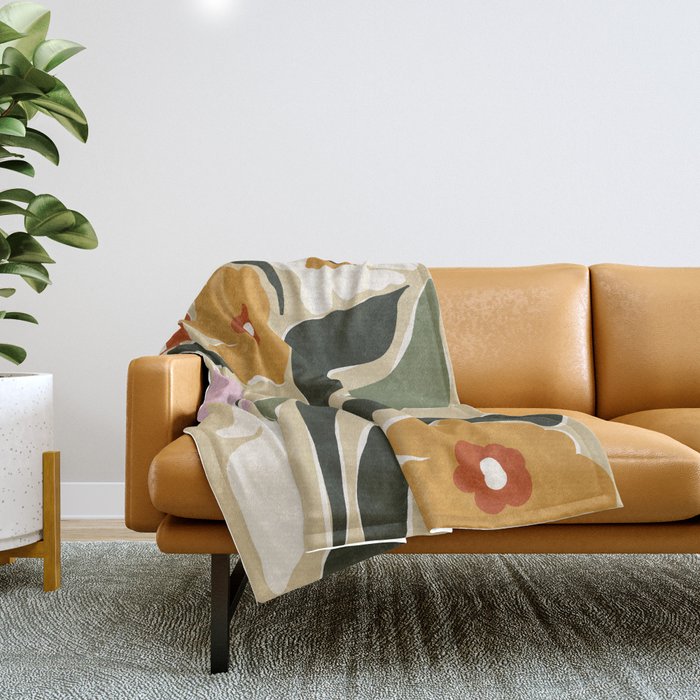 mid century matisse flower market  Throw Blanket Gallery Image 1