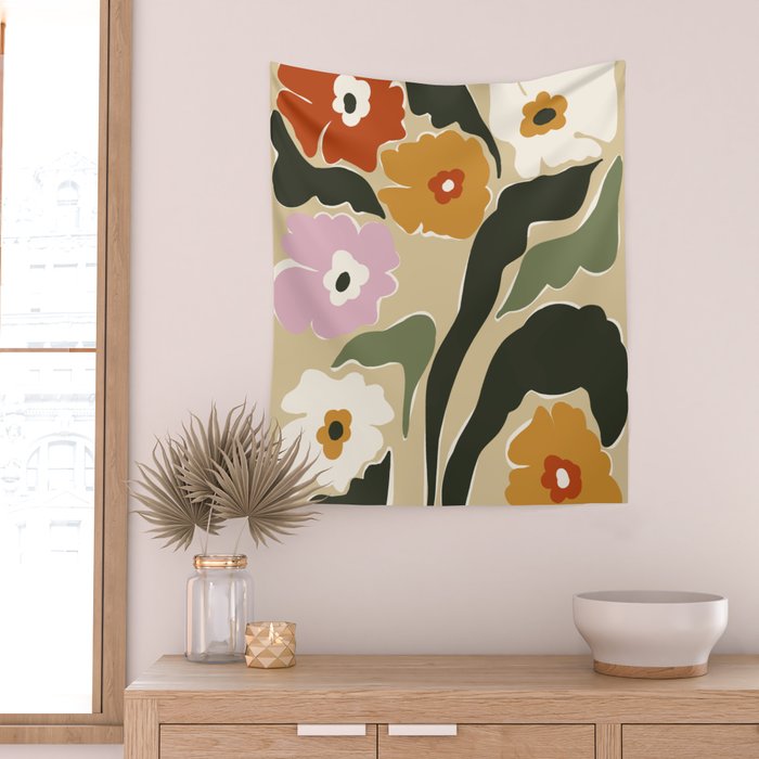 mid century matisse flower market  Wall Tapestry Gallery Image 2