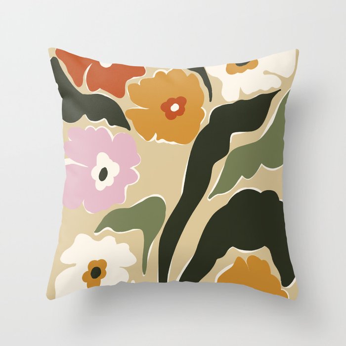mid century matisse flower market  Throw Pillow Gallery Image 6