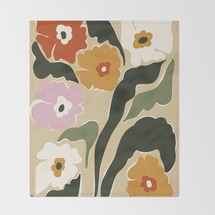 mid century matisse flower market  Throw Blanket Gallery Image 2